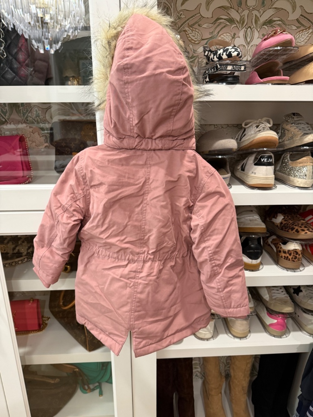 BNWT H&M Pink Faux-Fur Lined Coat with Detachable Hood - Picture 2 of 11